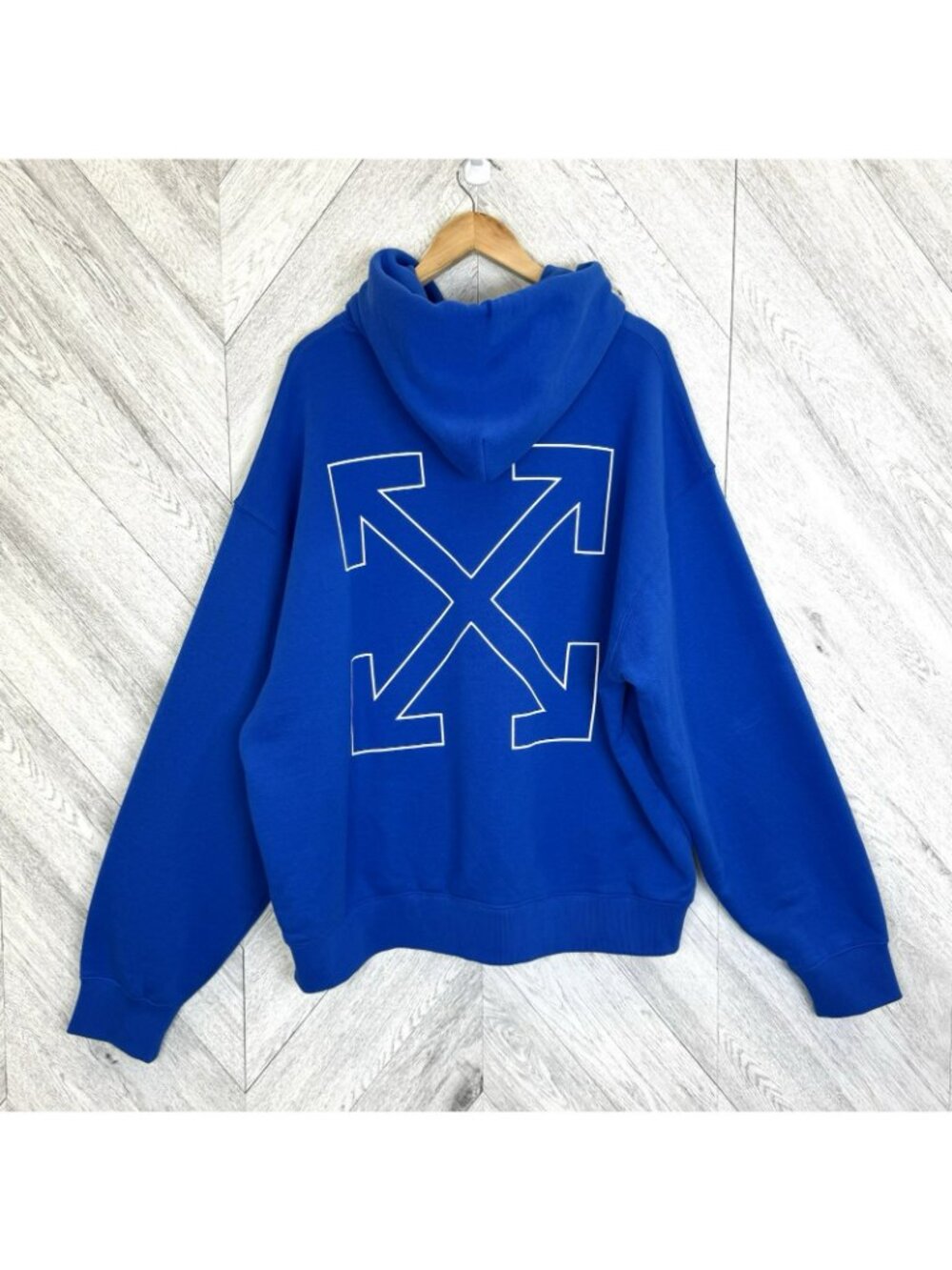 Off-White Hoodie Mens XL Blue Costco Exclusive Pullover Sweatshirt New NWT